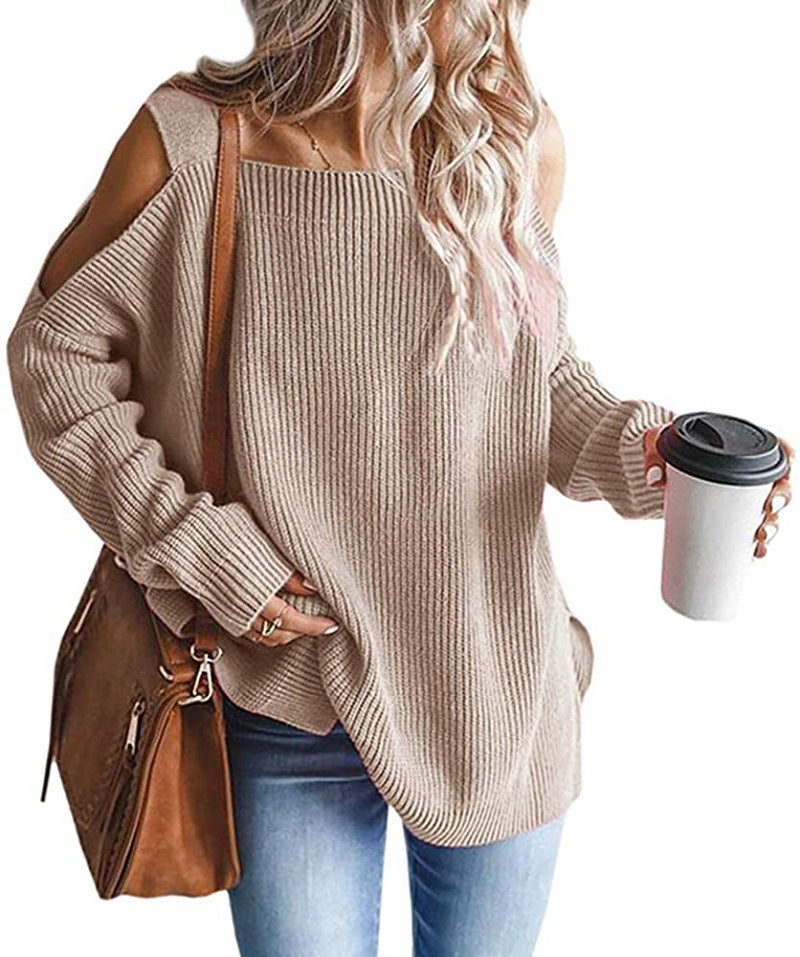 Pull-over en tricot femme à épaules dénudées avec détails modernes Chic und Stil