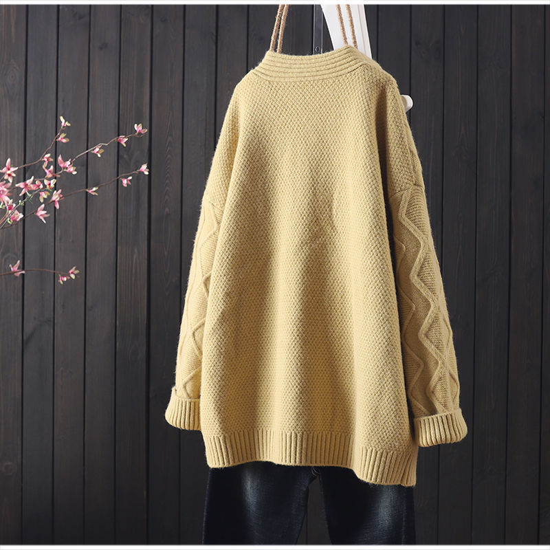 Dames grosse tricot cardigan avec motif en relief unique et poches pratiques Chic und Stil