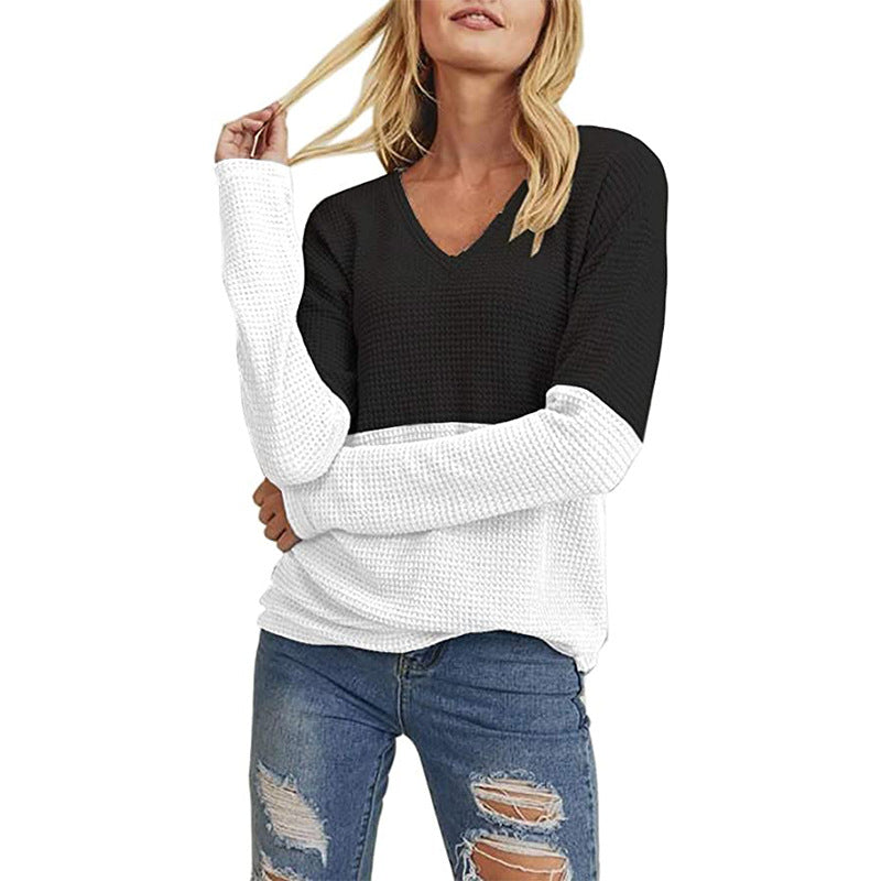 Pull en tricot décontracté pour femmes avec dégradé de couleurs moderne et décolleté en V Chic und Stil