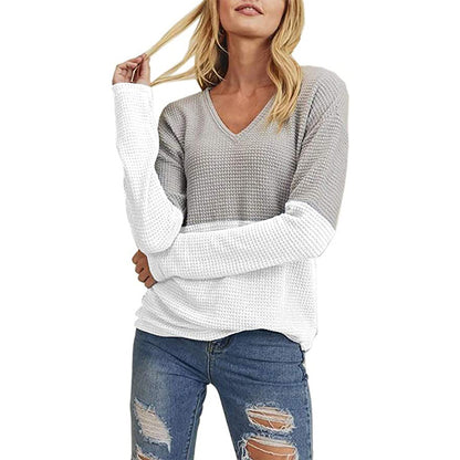 Pull en tricot décontracté pour femmes avec dégradé de couleurs moderne et décolleté en V Chic und Stil