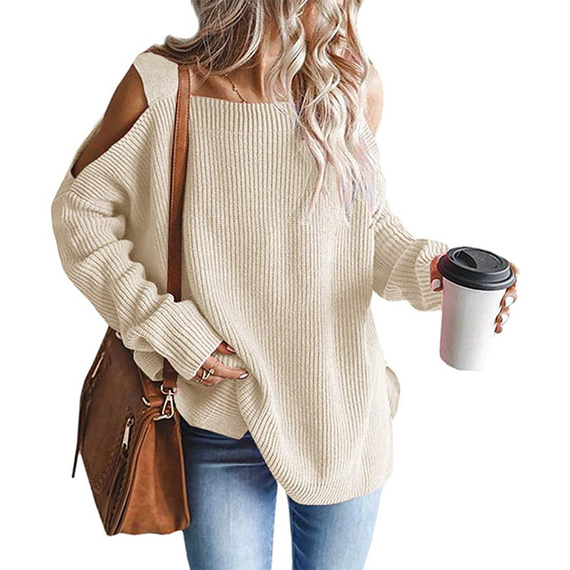 Pull-over en tricot femme à épaules dénudées avec détails modernes Chic und Stil