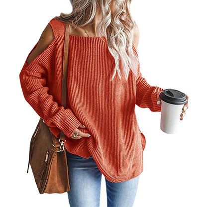 Pull-over en tricot femme à épaules dénudées avec détails modernes Chic und Stil