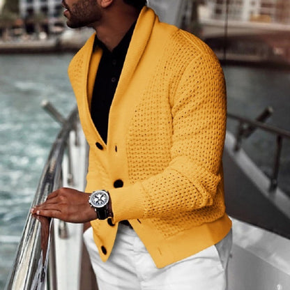 Cardigan tricot décontracté pour hommes avec motif trous innovant et coupe moderne Chic und Stil