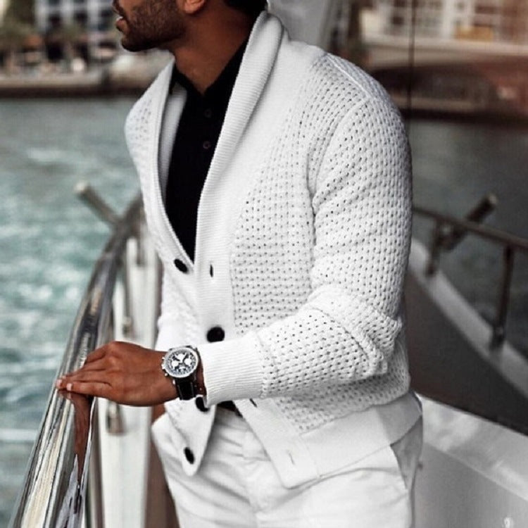 Cardigan tricot décontracté pour hommes avec motif trous innovant et coupe moderne Chic und Stil