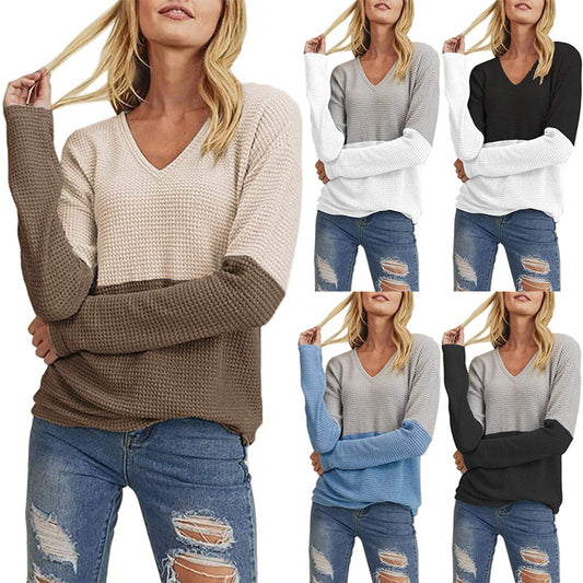 Pull en tricot décontracté pour femmes avec dégradé de couleurs moderne et décolleté en V Chic und Stil