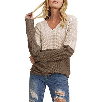 Pull en tricot décontracté pour femmes avec dégradé de couleurs moderne et décolleté en V Chic und Stil