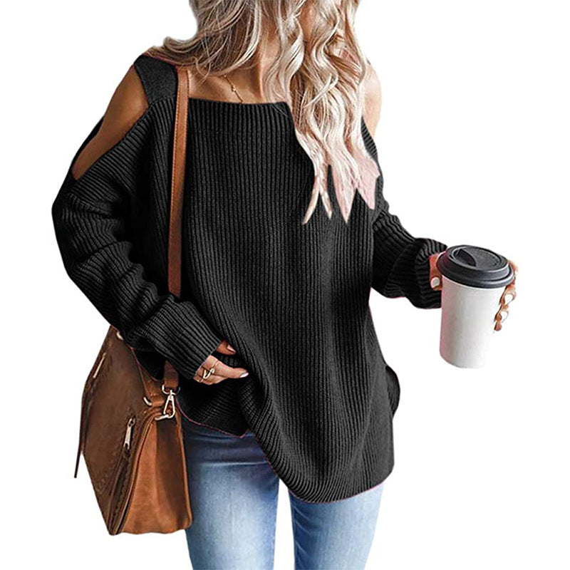 Pull-over en tricot femme à épaules dénudées avec détails modernes Chic und Stil