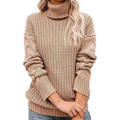 Dames Col Roulé Pull en Maille Épais Chic und Stil
