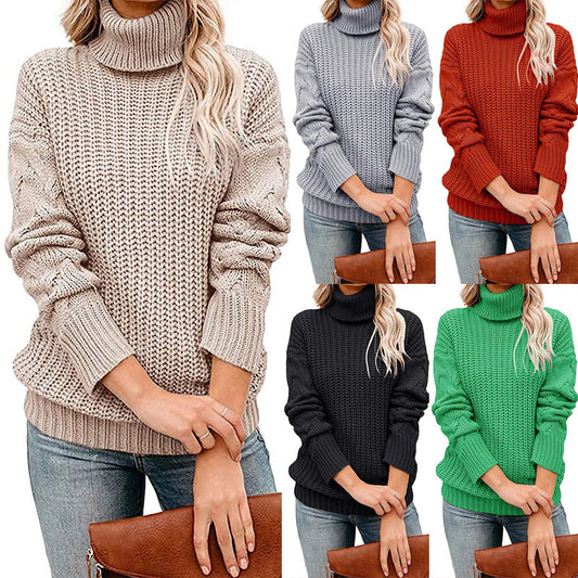 Dames Col Roulé Pull en Maille Épais Chic und Stil