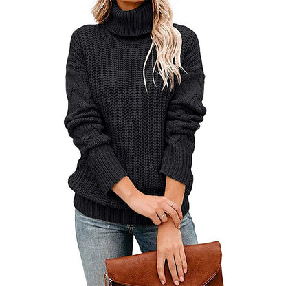 Dames Col Roulé Pull en Maille Épais Chic und Stil