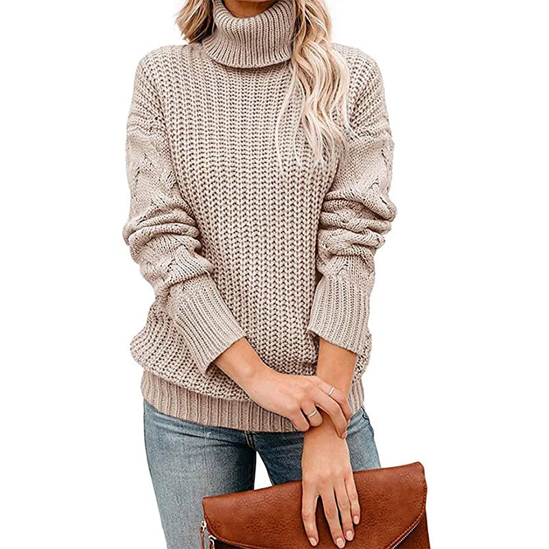 Dames Col Roulé Pull en Maille Épais Chic und Stil