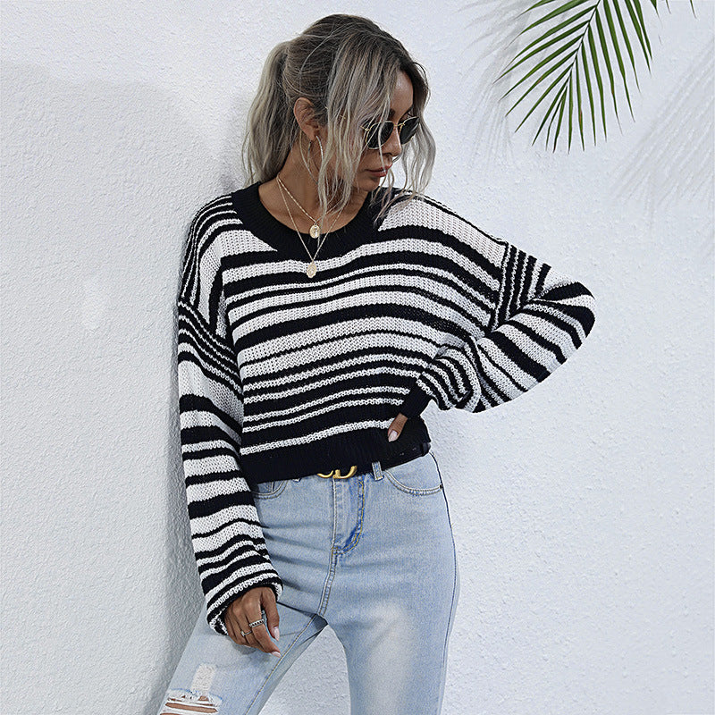 Pull over taille ample décontracté pour femmes avec motif rayé Chic und Stil