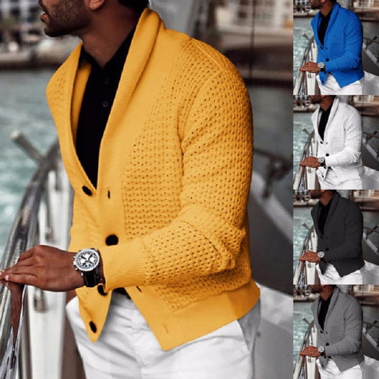 Cardigan tricot décontracté pour hommes avec motif trous innovant et coupe moderne Chic und Stil