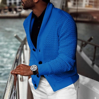 Cardigan tricot décontracté pour hommes avec motif trous innovant et coupe moderne Chic und Stil