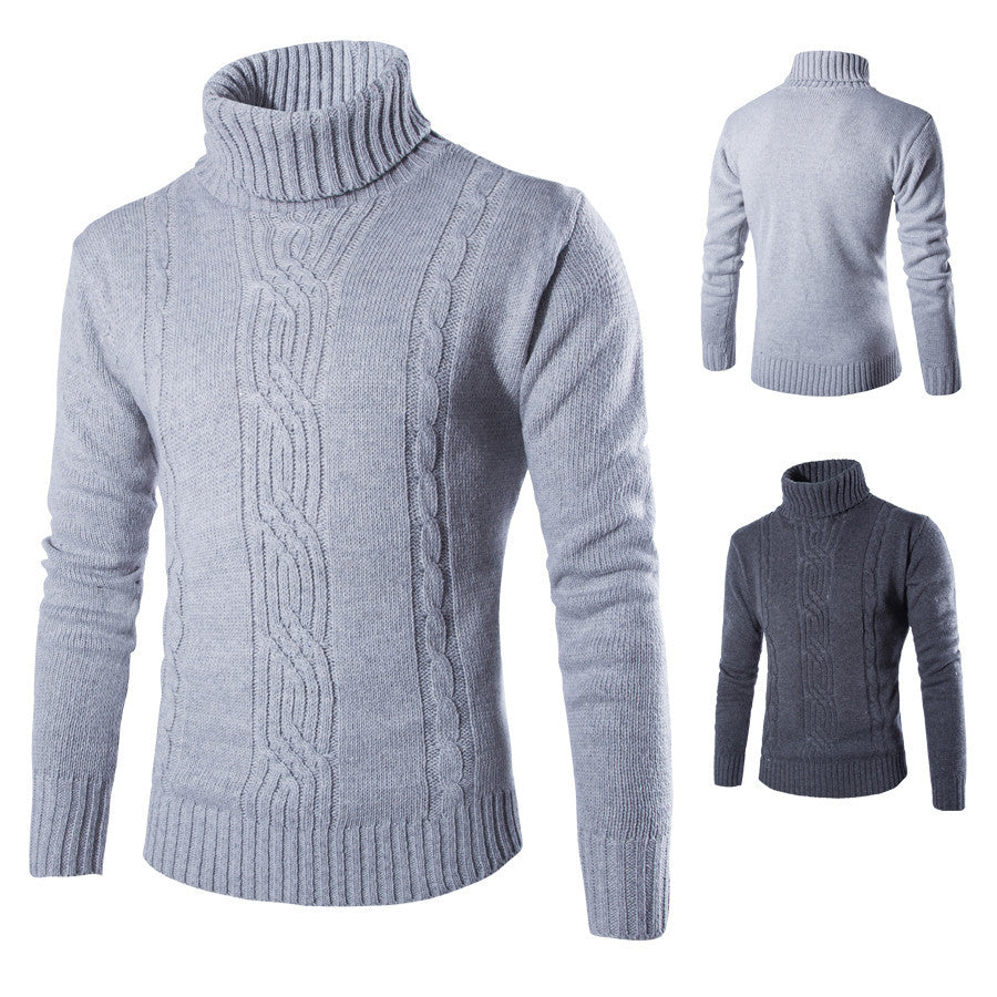 Pull-over tricot tendance pour hommes avec col montant et structure à torsades raffinée Chic und Stil