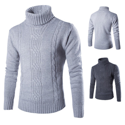 Pull-over tricot tendance pour hommes avec col montant et structure à torsades raffinée Chic und Stil