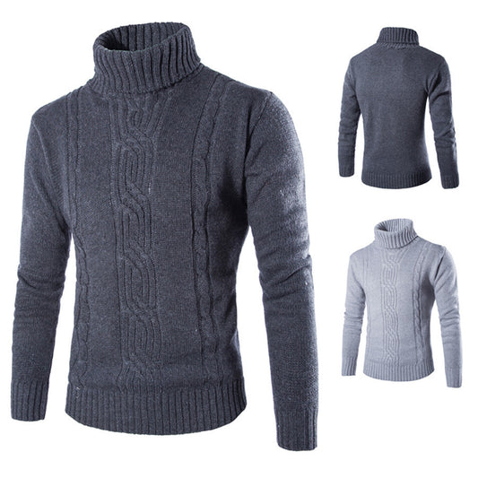 Pull-over tricot tendance pour hommes avec col montant et structure à torsades raffinée Chic und Stil