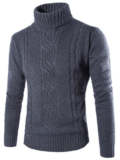 Pull-over tricot tendance pour hommes avec col montant et structure à torsades raffinée Chic und Stil