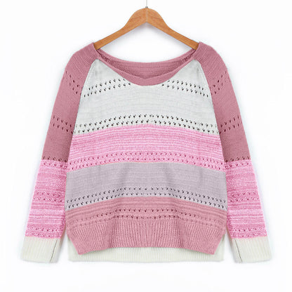 Pull en tricot pour femmes avec un design de couleurs original et un motif ajouré à la mode Chic und Stil