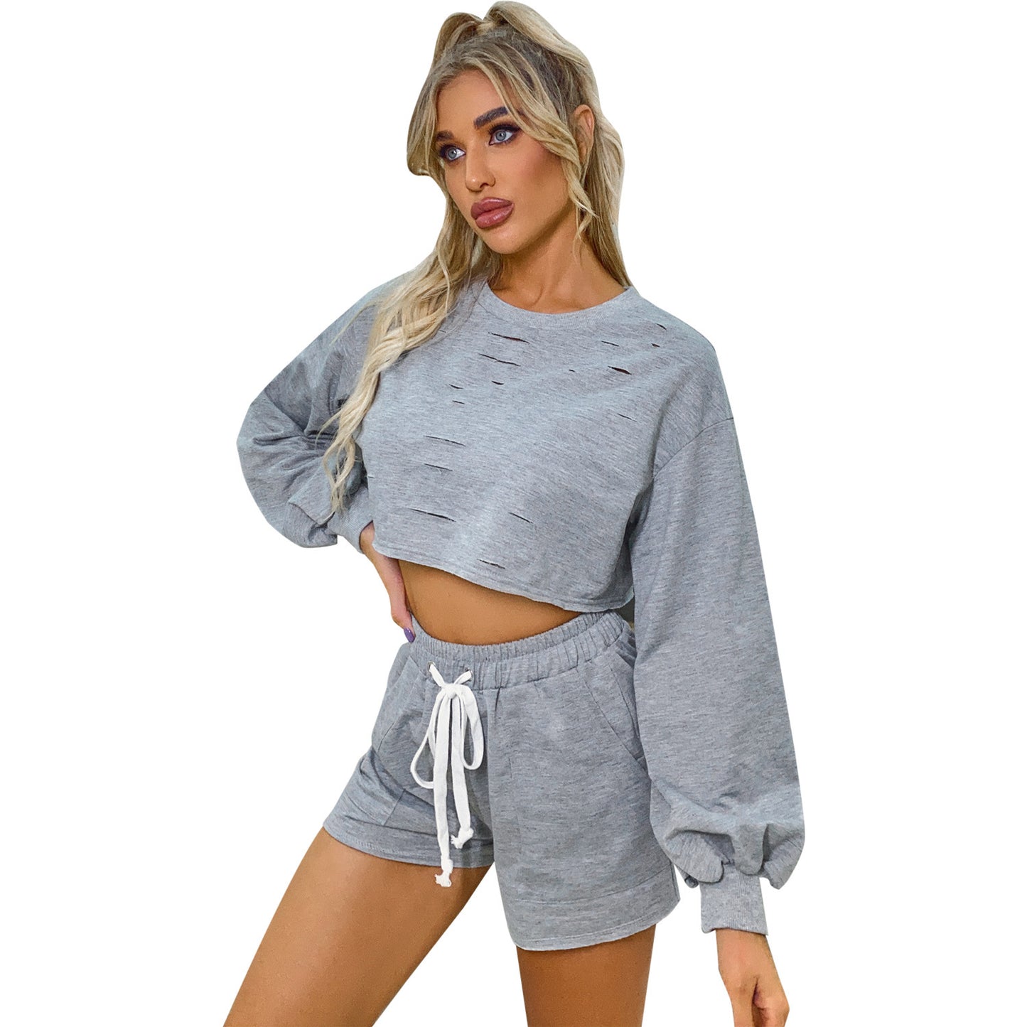 Ensemble de shorts et crop-top décontracté pour femmes Chic und Stil