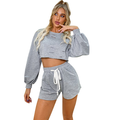 Ensemble de shorts et crop-top décontracté pour femmes Chic und Stil