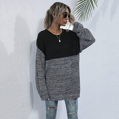 Pull en tricot confortable pour femmes avec un design moderne de blocs de couleur Chic und Stil