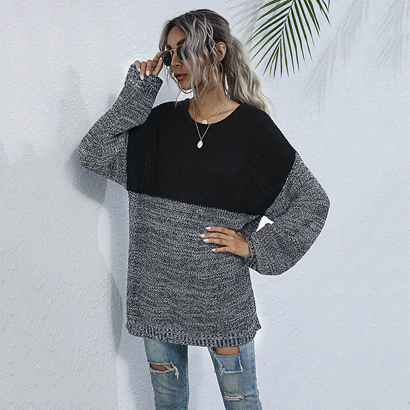 Pull en tricot confortable pour femmes avec un design moderne de blocs de couleur Chic und Stil