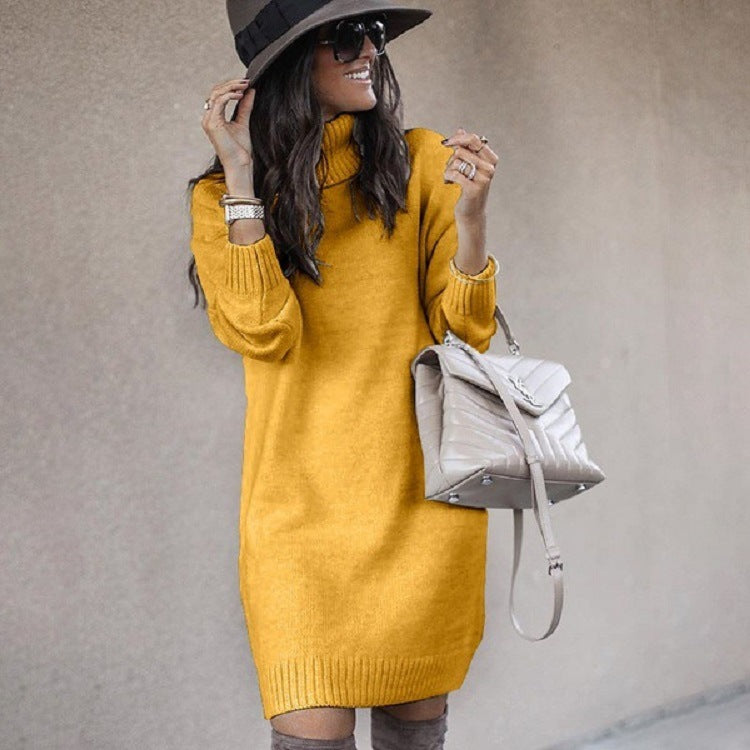 Robe pull en grosse maille pour femmes avec col montant et matériau doux Chic und Stil