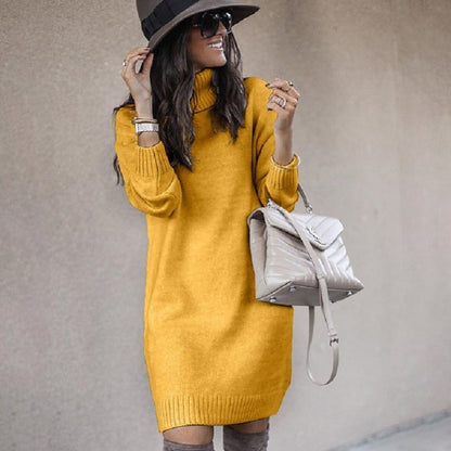 Robe pull en grosse maille pour femmes avec col montant et matériau doux Chic und Stil