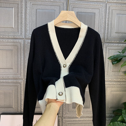 Cardigan élégant pour femme à col en V avec boutons décoratifs Chic und Stil
