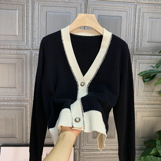 Cardigan élégant pour femme à col en V avec boutons décoratifs Chic und Stil