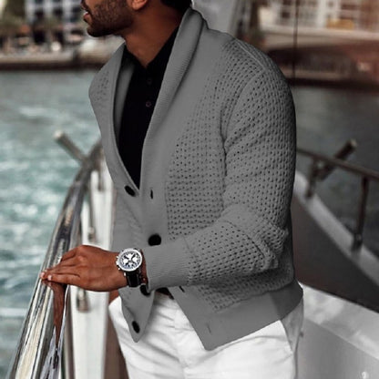 Cardigan tricot décontracté pour hommes avec motif trous innovant et coupe moderne Chic und Stil