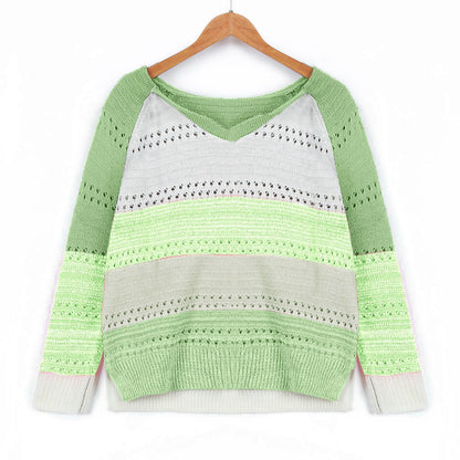 Pull en tricot pour dames avec décolleté en V et délicats motifs ajourés Chic und Stil
