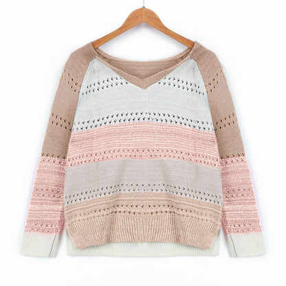Pull en tricot pour dames avec décolleté en V et délicats motifs ajourés Chic und Stil