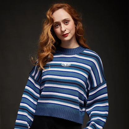 Casual knitted pullover for women with trendy striped pattern Chic und Stil