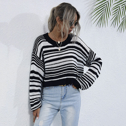 Pull over taille ample décontracté pour femmes avec motif rayé Chic und Stil