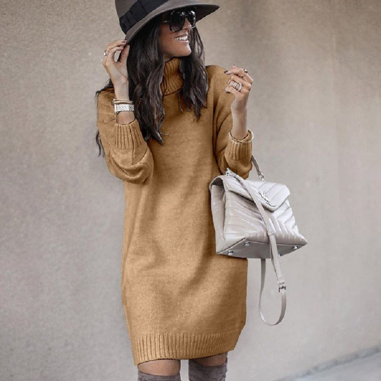 Robe pull en grosse maille pour femmes avec col montant et matériau doux Chic und Stil