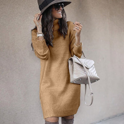 Robe pull en grosse maille pour femmes avec col montant et matériau doux Chic und Stil