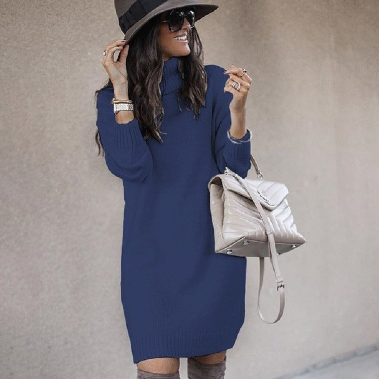 Robe pull en grosse maille pour femmes avec col montant et matériau doux Chic und Stil