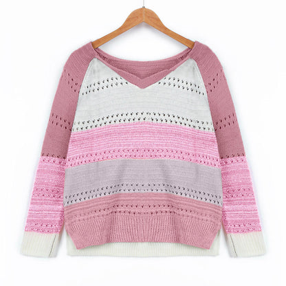 Pull en tricot pour dames avec décolleté en V et délicats motifs ajourés Chic und Stil