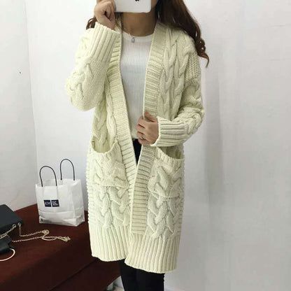 Dames Grand cardigan tricoté avec motif torsadé et poches pratiques Chic und Stil