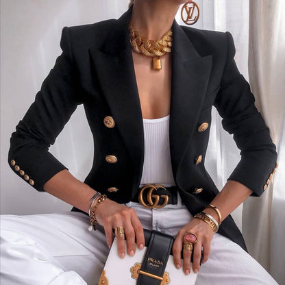 Blazer élégant pour femmes à double rangée de boutons Chic und Stil