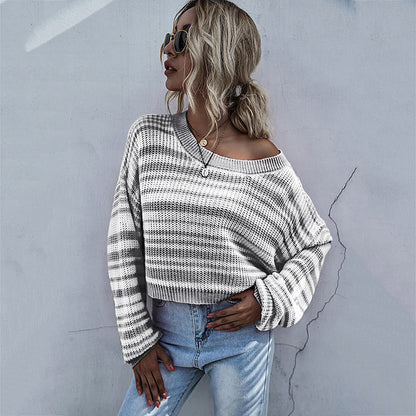 Pull over taille ample décontracté pour femmes avec motif rayé Chic und Stil