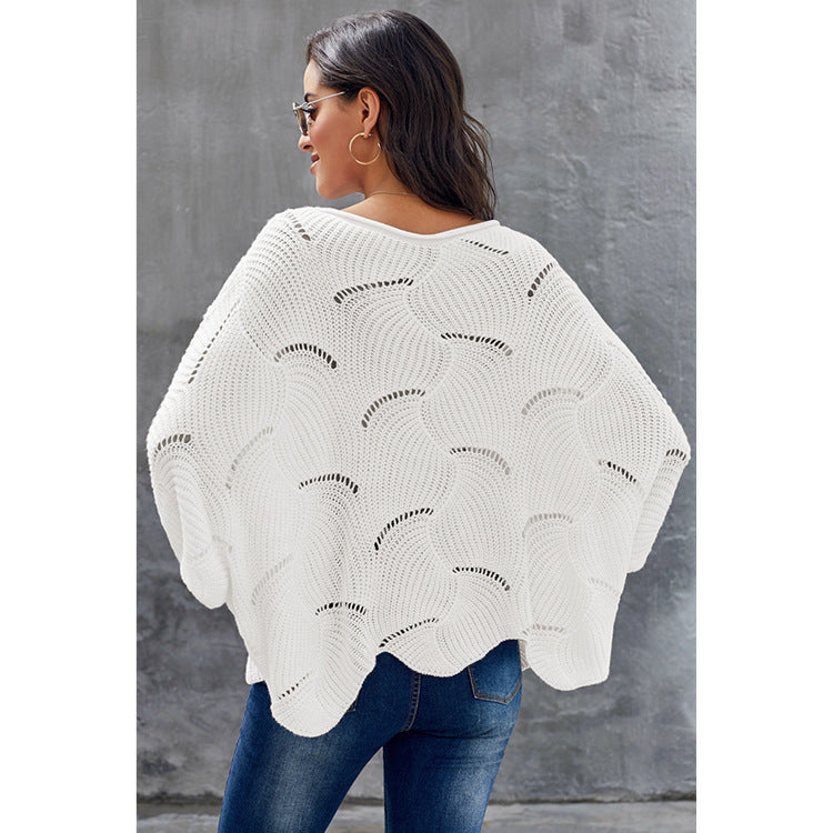 Airy knit sweater for women with wave design Chic und Stil