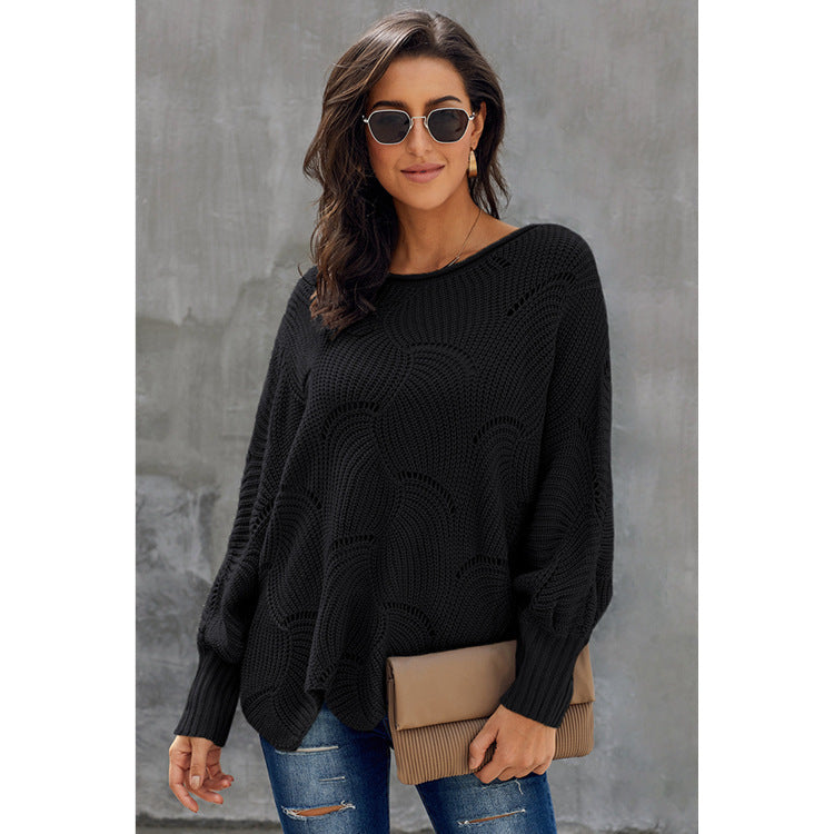 Airy knit sweater for women with wave design Chic und Stil