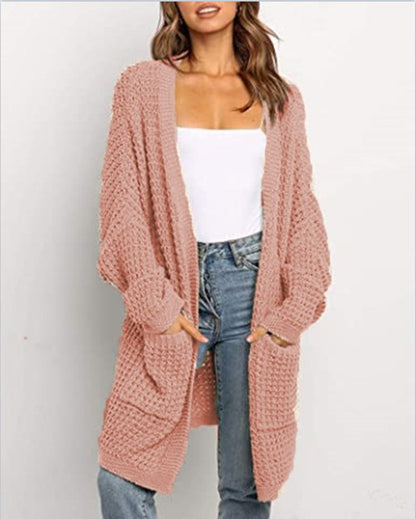 Dames gros tricot cardigan avec poches ouvertes et coupe décontractée Chic und Stil