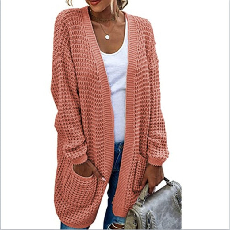 Dames gros tricot cardigan avec silhouette décontractée et poches ouvertes Chic und Stil