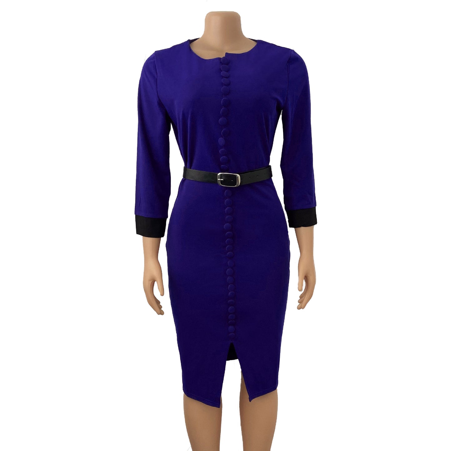 Robe crayon élégante pour femmes avec détails de boutons et ceinture cintrée Chic und Stil