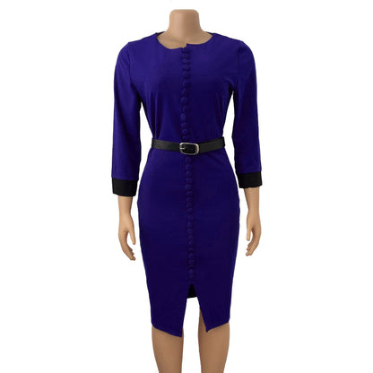 Robe crayon élégante pour femmes avec détails de boutons et ceinture cintrée Chic und Stil
