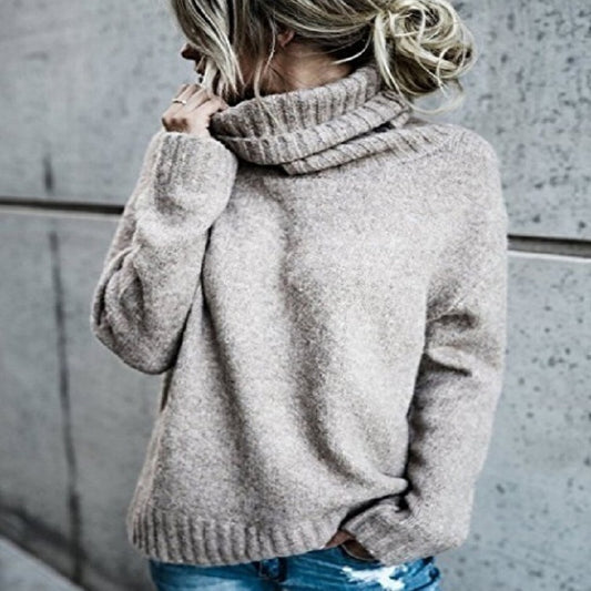Pull en grosse maille pour femmes avec col montant et coupe décontractée Chic und Stil
